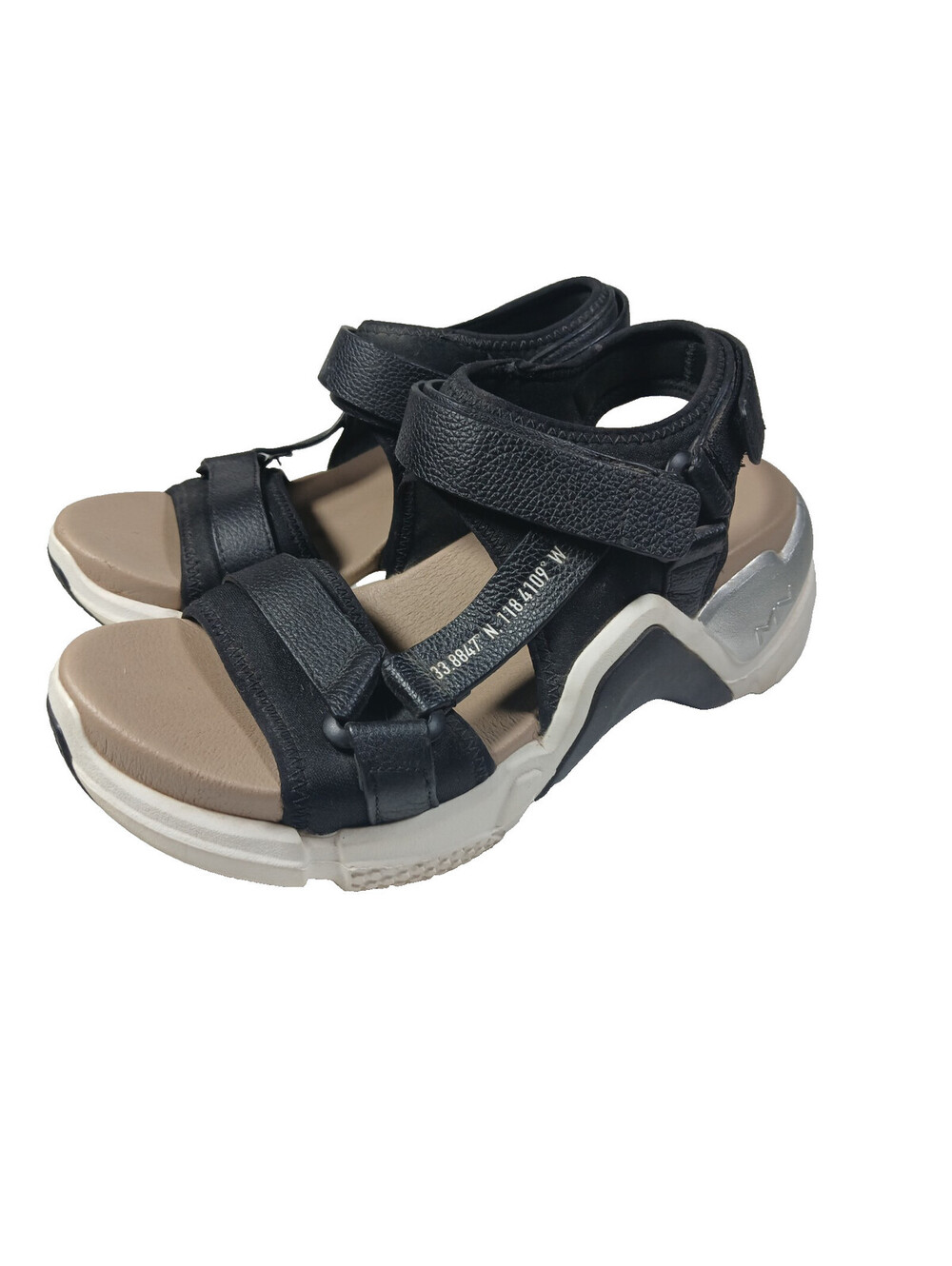 Mark Nason Womens Comfort Sandals Size 7.5 Black White Casual Hiking Walking